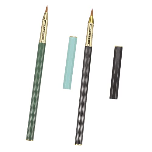STOBOK 2Pcs Calligraphy Brush Pens Metal Handle Pen Type Brush for Chinese Writing and Painting Portable Ink for Beginners and Professionals