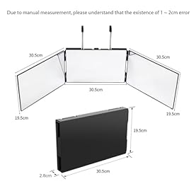 Alternative view of ikaufen 3 Way Mirror for Self Hair Cutting 360° Adjustable & Foldable Mirror,Portable Trifold Barber Mirrors 3 Sided Makeup for Colouring, Hair Styling, Makeup & Shaving