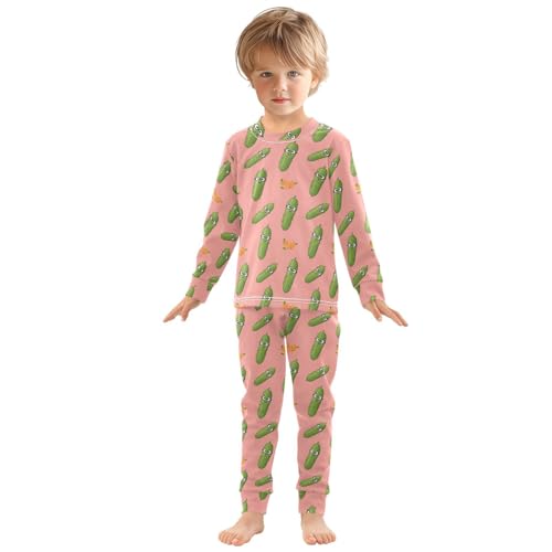 Pajama Sets Long Sleeve Cute Pickles with Funny Faces Soft Comfy Sleepwear 2 Piece PJS 3-8T2