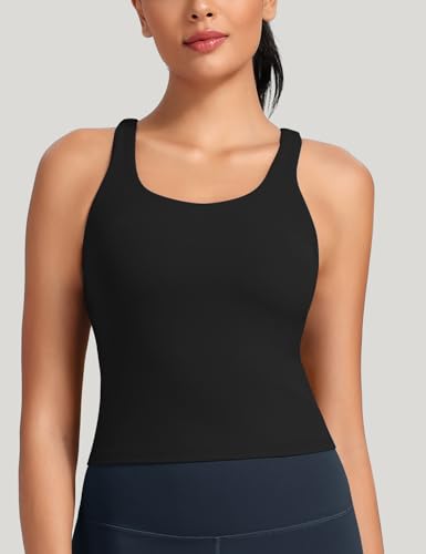 HeyNuts Zeal Bras for Women, Longline Medium Impact Crop Tank Bras Wirefree Sports Tops with Removable Pads2