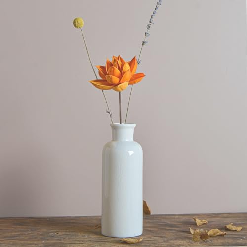 Small Ceramic Vase Set for Dining Table Decoration, Set of 3 White Flower Vase in Nordic Style for Home Decor, Mini Decorative Vase for Single Flower Pampas Grass - Height 5-8-10 inch, Glossy White