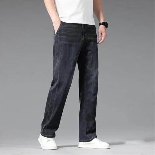Men's Loose Summer Jeans Thin Stretch Denim Pants Straight Leg Casual Elastic Waist Comfortable Trousers4