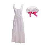 GRACEART Edwardian Victorian Maid Pinafore Colonial Apron with Bonnet Style-5(Pure Cotton Fabric)