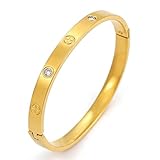 18K Gold-Plated Bracelets for Women Friendship and Love Bangle Cubic Zirconia Stainless Steel Bracelets Waterproof Non-Tarnish Hypoallergenic Layered Stackable Jewelry Birthday or Mothers Day Gifts for Women (Cross Diamond)