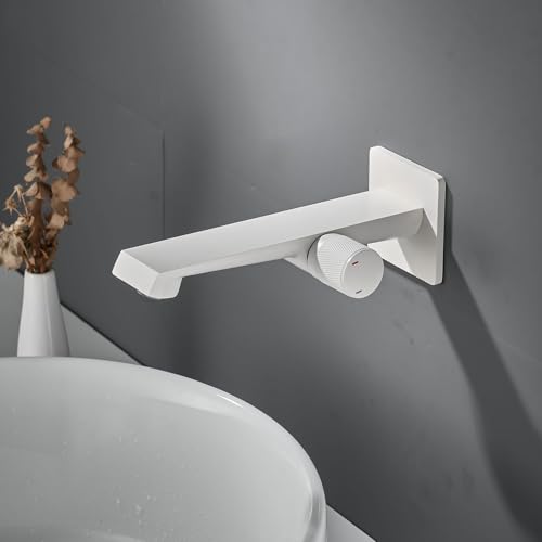 Mitigeur lavabo mural blanc laiton PTMP12W commande unique fluide - 3