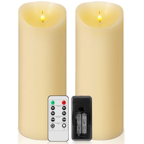 Image of Retisee 2 Pcs Extra Large Flameless Candles 4.7 x15 LED Candles with Remote and Timer, Realistic Battery Operated Candles Big Pillar Flameless Candle for Wedding Christmas Home Decor
