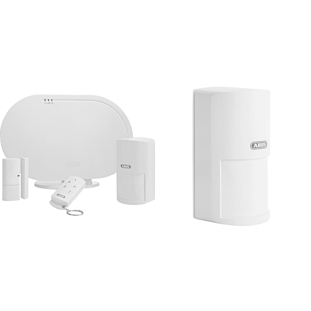 ABUS Funk-Alarmanlage Smartvest Basis-Set Einbruchmeldeanlage & Funk-Bewegungsmelder Smartvest für Funk-Alarmanlage | Raum-Überwachung | kabellose Montage | Batteriebetrieben | weiß | 38829