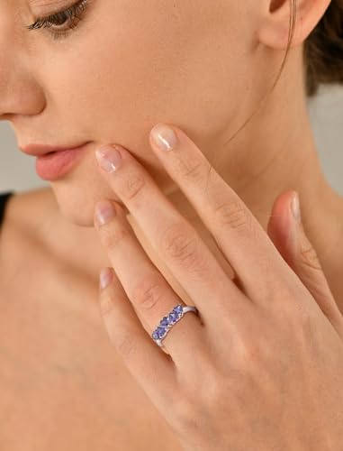 YL Heart Stackable Ring 925 Sterling Silver Eternity Band for Women 4X4mm Birthstone Wedding Anniversary Jewelry-size52