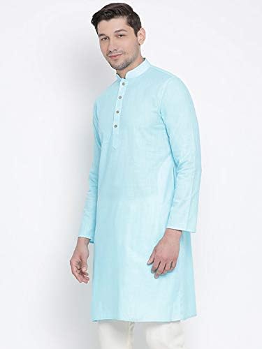 VASTRAMAY Men's Cotton Linen Kurta | Traditional Indian Wear for Independence Day & Republic Day