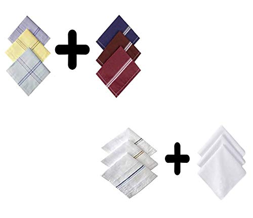 Image of 100% Cotton Premium Collection Handkerchiefs Hanky For Men (Combo) (12Pcs, Size)