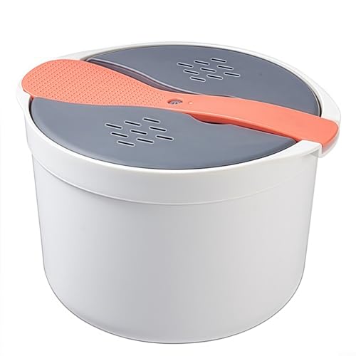 Arrocera portátil para microondas de 18 x 18 x 13 cm, vaporizador multifuncional para arroz, pasta, verduras, dispositivo de cocción que ahorra tiempo, apto para lavavajillas (naranja)