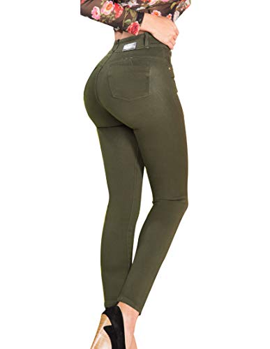 ARANZA Pantalones Colombianos Levanta Cola Butt Lifting Colombian Jeans Green
