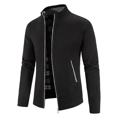 Men Fleece Zipper Cardigan Sweater Coat Winter Soft Full Zip Turtleneck Warm Jacket3
