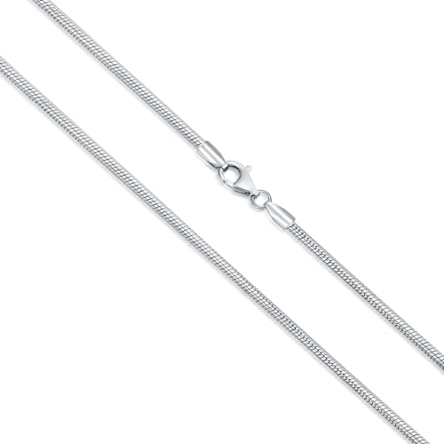 Dacc & Aya Authentic 925 Sterling Silver Snake Chain for Men & Women Diamond Cut Sterling Silver Round Chain with Lobster-Claw Clasp, Sturdy and Shiny 1/1.5/2/3mm, 16-26 Inch