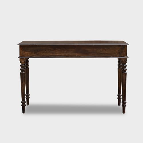 Image of Brown Solid Sheesham Wood Study Table | Modern & Contemporary Writing Desk for Adults | 2 Drawer Computer Table for Home & Office Work | Heavy Duty & Convertible | 114.3 D x 58.8 W x 76.2 H cm