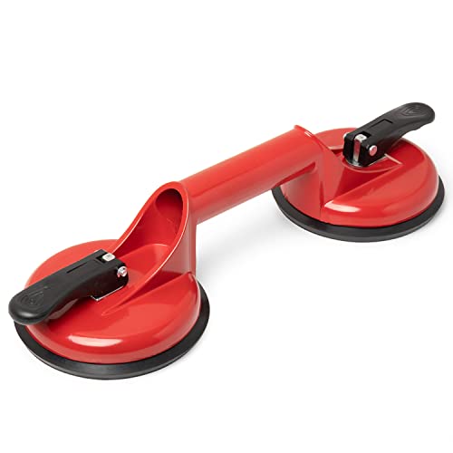 Saugheber Glassauger mit 2 Saugnäpfen in rot aus Aluminium bis 100kg Tragkraft Gummisauger Vakuumsauger