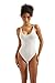 SUUKSESS Women Sexy Backless Thong Bodysuits Scoop Neck Sleeveless Basic Cami Body Suit Top (White, S)