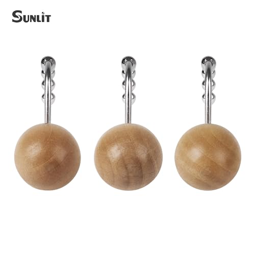Ganchos de cortina de ducha boho de madera para baños rústicos 3