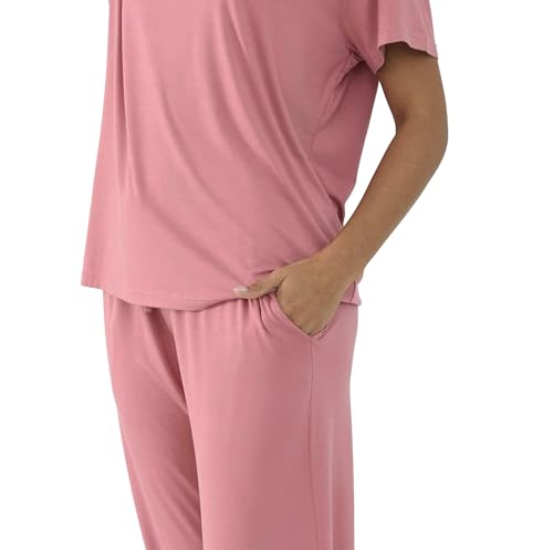 Image of Joyaria Bamboo Viscose Pajamas Women Ultra Soft Short Sleeve Jogger Pants Pjs Set Cooling Sleepwear