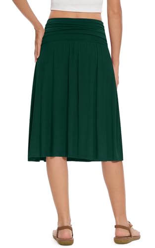 DouBCQ Midi Skirts for Women High Waist Pleated Skirts with Pockets Below Knee Length Flowy Skirt2