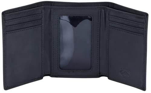 Stealth Mode Trifold RFID Blocking Leather Wallet for Men (Black)