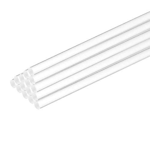 MECCANIXITY 15 Pcs Acrylic Round Rods 5/32" x 10" Clear Acrylic Dowel Rods Sticks Plastic Sticks Strip for Model Making DIY Crafts Lighting Gardening Decorations - 4mm x 250mm