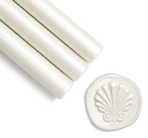 UNIQOOO Pearl White Glue Gun Sealing Wax Sticks for Wax Seal Stamp - Perfect for Wedding Invitations Snail Mails Wine Gift Wrapping Christmas Gift Pack of 8