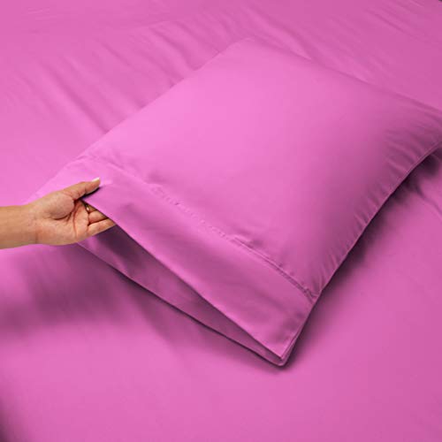 Image of Hearth & Harbor Extra Deep Pocket Split King Sheets - 5 Piece Hotel Luxury Bed Sheets Set Fits Up to 24 inch Mattress - Soft & Breathable Luxury Split King Bed Sheet Set, Split King, Orchid Purple