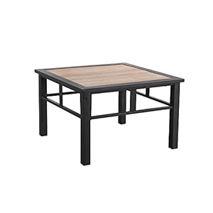 Festival Depot Patio Coffee Table Square Metal Table with Wood Grain Tabletop All Weather Outdoor Furniture for Deck Porch Garden (25.2" x 25.2" x 16.5") Festival Depot Patio Coffee Table Square Metal Table with Wood Grain Tabletop All Weather Outdoor Furniture for Deck Porch Garden 252 x 252 x 165
