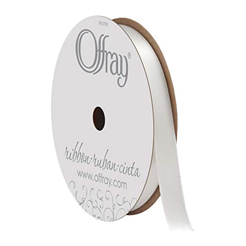 Image of Berwick 061138 3 /8 inch Wide Single Face Satin Ribbon, White, 6 Yds