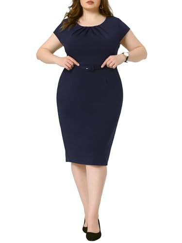 Image of Agnes Orinda Plus Size Office Dress for Women 50s 60s Vintage Pencil Dress Bodycon Wear to Work Dresses