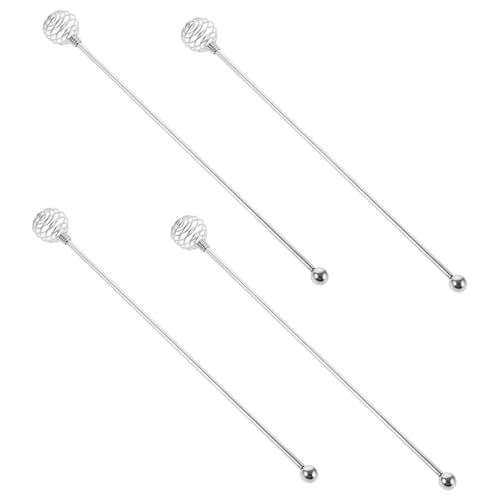 GREENADSCAPE 4Pcs Stainless Steel Swizzle Sticks Reusable Cocktail Stirrer for Coffee Honey Iced Tea Juice and for Parties Weddings and Family Gatherings