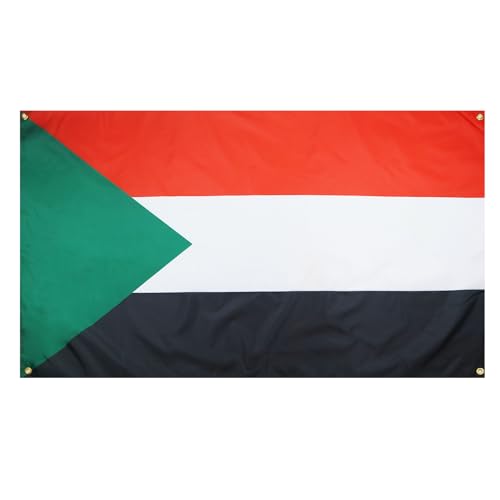 AZ FLAG Bandiera Sudan 150 x 90 cm con 4 occhielli, bandiera sudanese per balcone o parete