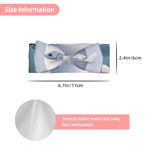 White minimalist background fish Baby Headbands Soft Nylon Hairbands with Stretchy Bows Girls Hair Accessories for Newborn Infant Toddler Kids3