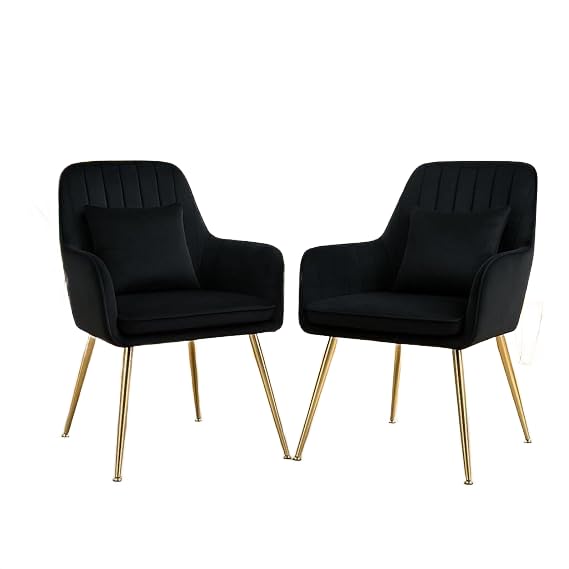 Image of Toxigo Velvet Office and Garden Area Outdoor Chairs | Cushion Seat Chair with Pillows for Modern Contemporary Upholstered with Polished Rosegold Metal Designer Piece | Set of 2 (Turquoise)
