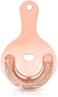 Viski Hawthorne Cocktail Strainer, Stainless Steel Bar Strainer with Copper Finish for Standard and Large Mixing Glasses, Boston Shakers and Shaker Tins, Home Bar Essentials, Bartender Tool, Set of 1