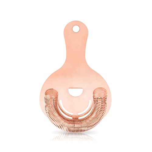 Viski Hawthorne Cocktail Strainer, Stainless Steel Bar Strainer with Copper Finish for Standard and Large Mixing Glasses, Boston Shakers and Shaker Tins, Home Bar Essentials, Bartender Tool, Set of 1