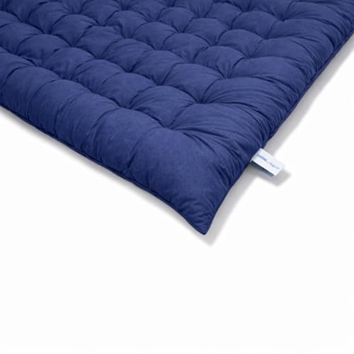Image of ATOOTFUSION Soft Cotton Quilt | Foldable Light Weight Filled Single Firm Cotton Quilt Mattress| Gadda (Solid Coloured, 2 Sleeping Capacity, 5 x 6 ft or 72 x 60 Inches Queen) (Navy Blue)