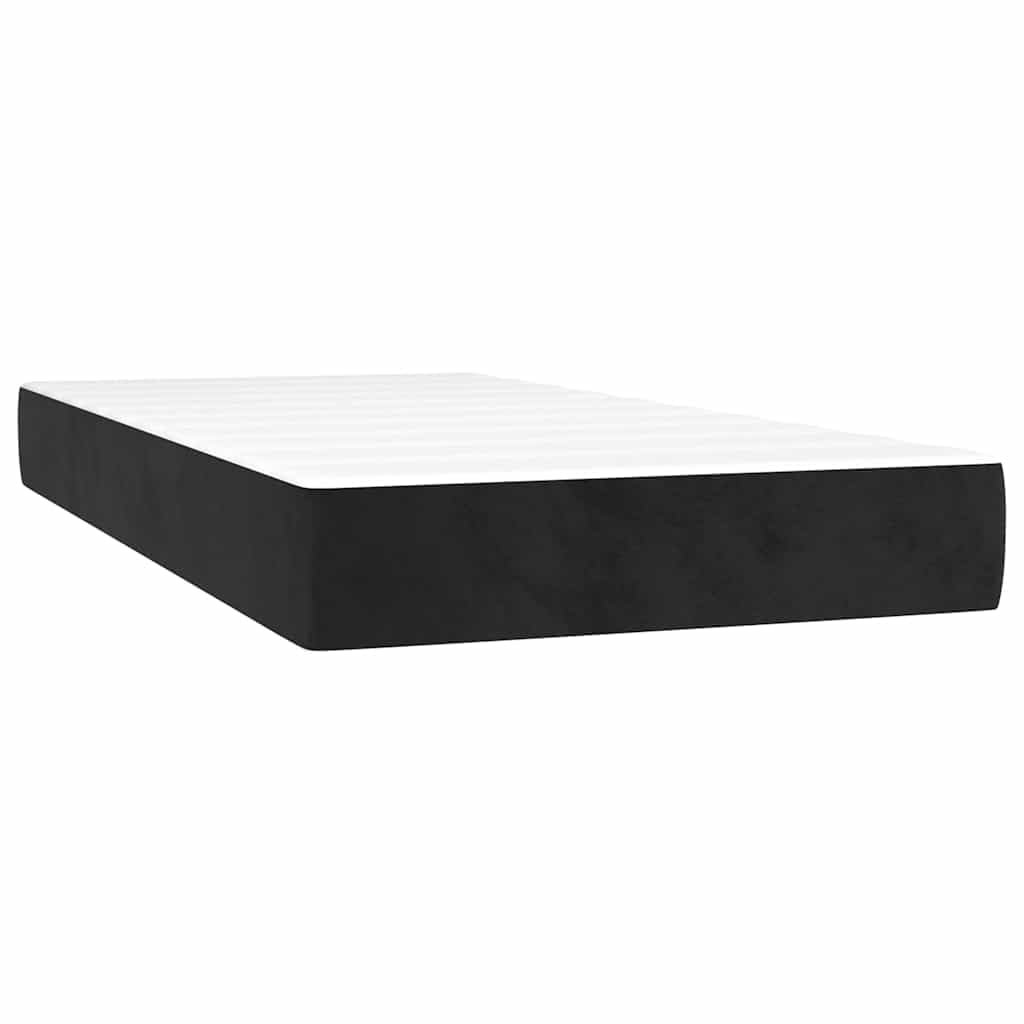 Cama con somier con colchón, color negro, 200 x 200 cm, terciopelo acolchado, cama doble, marco de cama, muebles para jóvenes, cama alta que ahorra espacio, cama alta para un sueño reparador