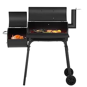 43’’ Charcoal Grills Outdoor BBQ Grill Camping Grill American Braised Roast Portable Grill Offset Smoker for 6-10 People Patio Backyard Camping Picnic BBQ