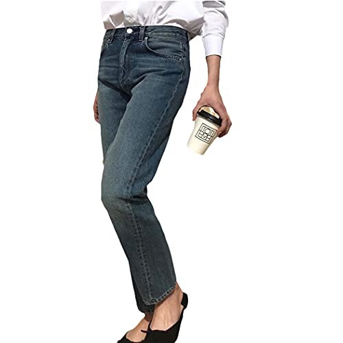 Jean droit vintage femme coupe asymétrique fini les pantalons sans forme en 54