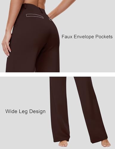 Women’s 22"/27"/29"/31" Wide Leg Pleated Yoga Dress Pants, High Waist Stretchy Slacks for Workout Business Casual4