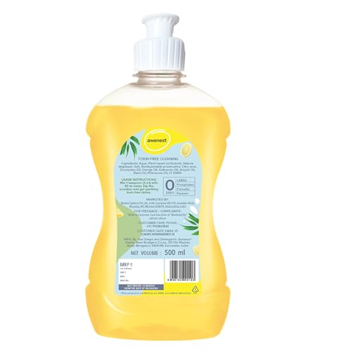 awenest No-Toxin Plant Based Dishwash liquid Concentrate | Orange and Lemon | No Toxins | Baby and Pet friendly Natural Organic Herbal Gel - Image 2