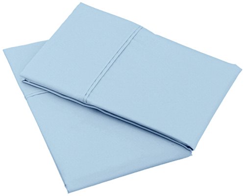 Image of Amazon Basics 400 Thread Count 100% Cotton Pillowcases, Soft, Sateen Weave, Wrinkle Resistant, Standard Size, 20 inch x 30 inch, Smoke Blue, Set of 2