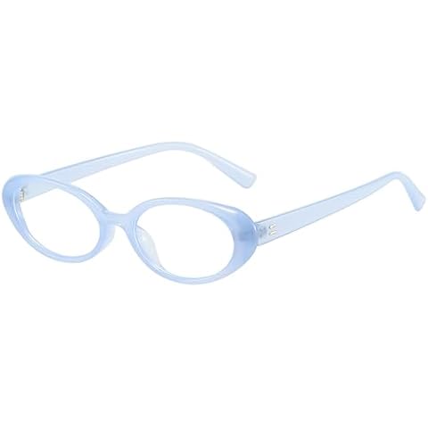 Breaksun Retro Oval Glasses for Women Men Fashion 90s Blue Light Blocking Glasses Small Face Clear Lens Eyeglasses (Baby Blue) Cover
