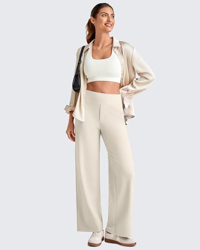 Image of G4Free EverGoing Wide Leg Ankle Pants for Petite Women with Pockets Stretch | Moisture Wicking, 4-Way Stretch, 7 /8 Ankle Length, Faux Fly Detail, Faux Back Pockets, Yoga To Casual Wear
