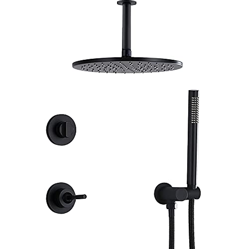 Ensemble combiné de douche noire encastrée à débit d'eau réglable