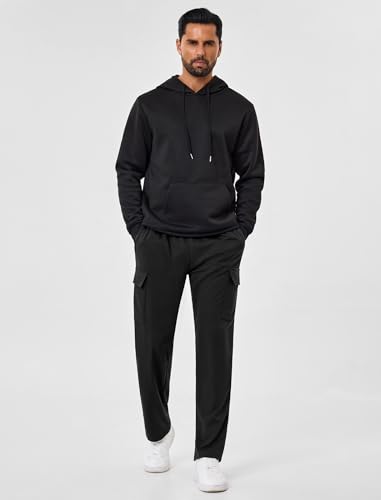 SILKWORLD Mens Sweatpants Cargo Pants Open Bottom Casual Athletic Gym Lounge Joggers with Zipper Pockets4