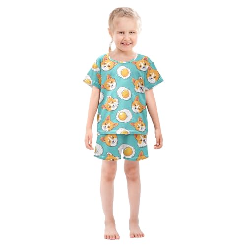 ALAZA Cute Dog Egg Pajamas Short Sleeve 2 Piece Sleepwear Top and Bottom Pajama Set Unisex3