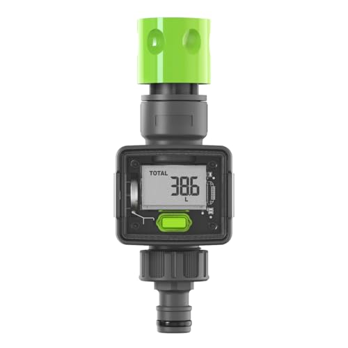 Hoite Digital Water Flow Meter With Clear And Readable Display For Garden Hose 3/4 Inch Connector For Pipes Gardening Car Washing